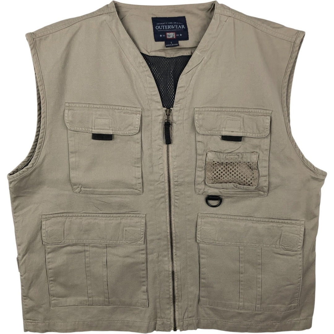 Faded Glory Safari Vest, Men's Size L (equivalent) cotton Beige type Vintage Second Hand