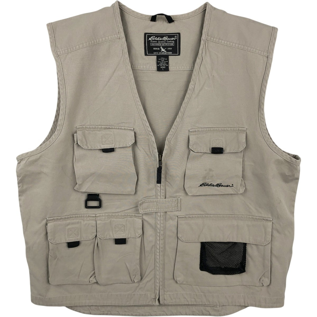 Eddie Bauer Safari Vest, Men's Size L (approx.) cotton Beige type Vintage Second Hand