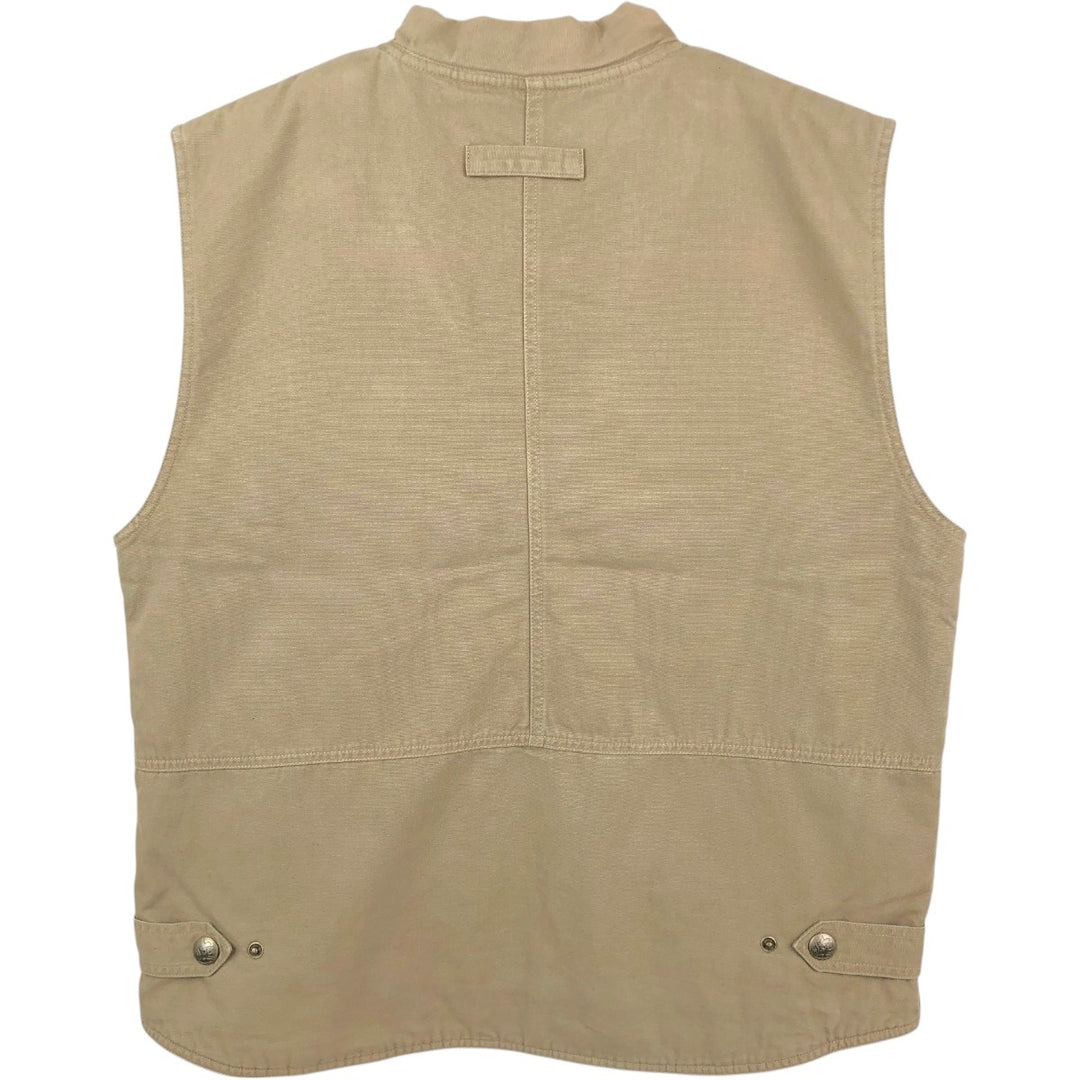 90s-00'S St. John's Bay padded safari vest, men's size L (approx.) cotton beige type brown Vintage Second Hand