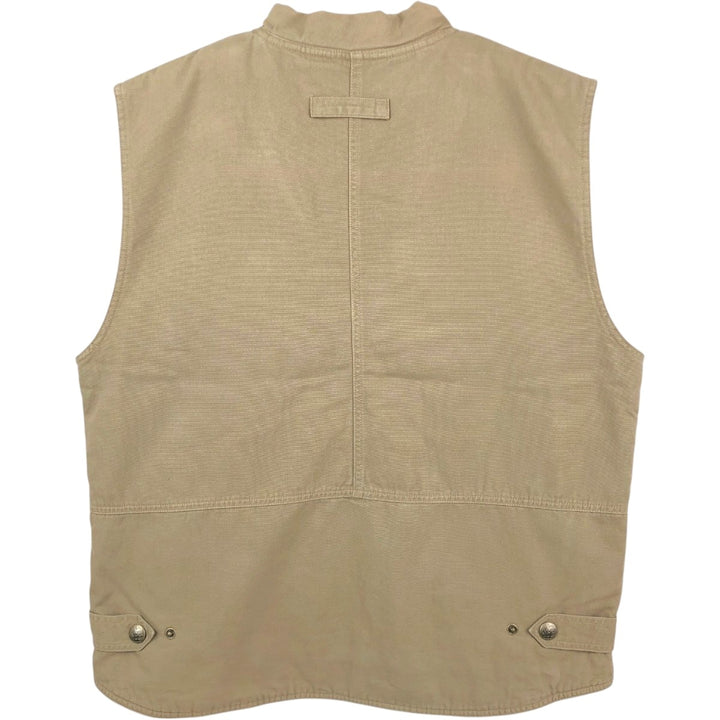 90s-00'S St. John's Bay padded safari vest, men's size L (approx.) cotton beige type brown Vintage Second Hand
