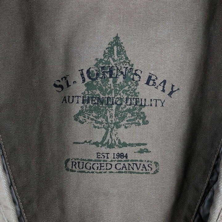 90s-00'S St. John's Bay padded safari vest, men's size L (approx.) cotton beige type brown Vintage Second Hand