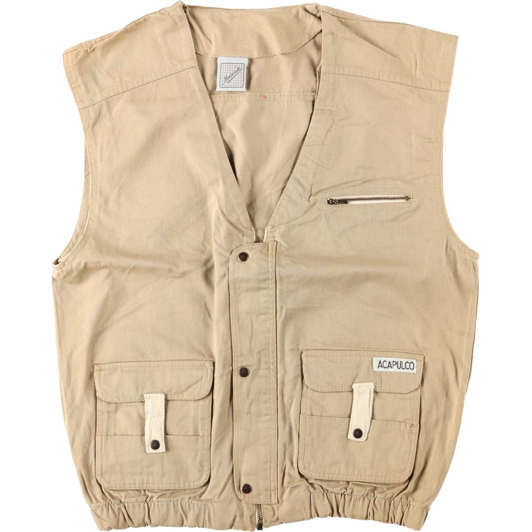 Merona Safari Vest, Men's Size L (Equivalent), Vintage polyester Beige type Vintage Second Hand