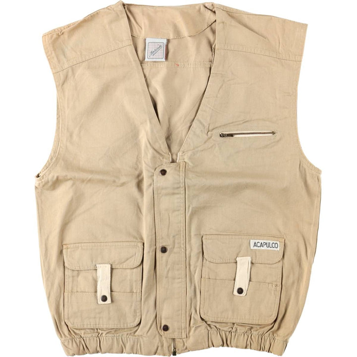 Merona Safari Vest, Men's Size L (Equivalent), Vintage polyester Beige type Vintage Second Hand