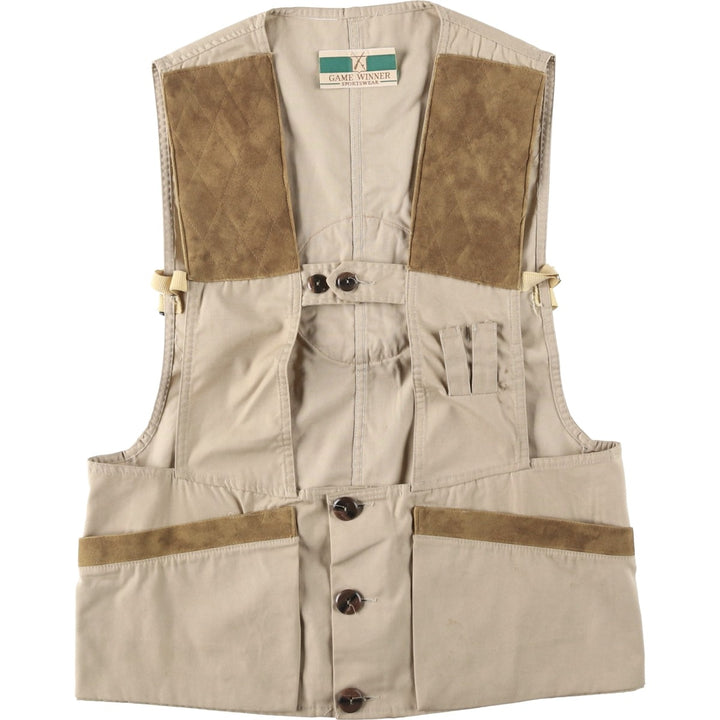 70s-80'S GAME WINNER Shooting Vest, Men's Size M (Equivalent), Vintage unclear Beige type Vintage Second Hand