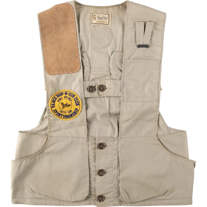 1950s-era Gun Club Sportswear custom patch shooting vest, men's size M (approx.) unclear Beige type Vintage Second Hand