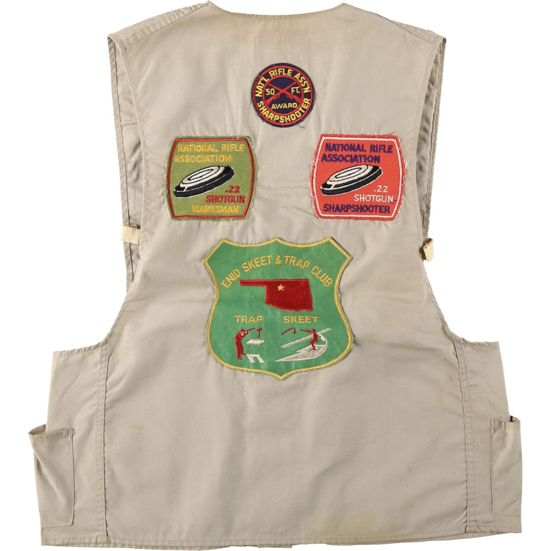 1950s-era Gun Club Sportswear custom patch shooting vest, men's size M (approx.) unclear Beige type Vintage Second Hand