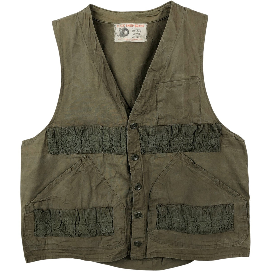 1960'S Black Sheep Hunting Vest, Men's Size S (approx.), Vintage cotton Khaki type Vintage Second Hand