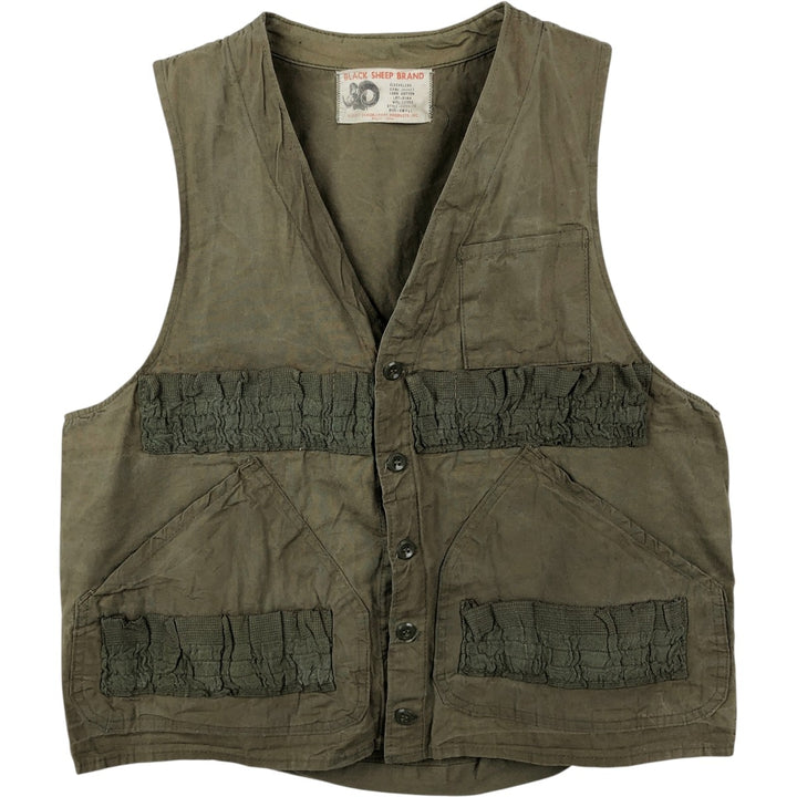 1960'S Black Sheep Hunting Vest, Men's Size S (approx.), Vintage cotton Khaki type Vintage Second Hand