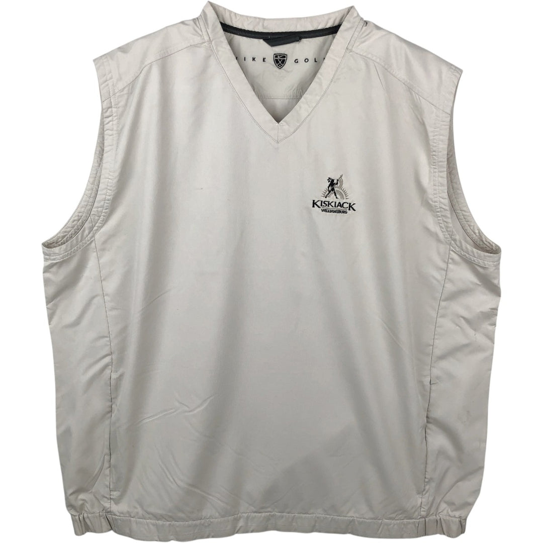 Nike Golf V-neck warm-up vest, men's size XL polyester ivory Vintage Second Hand