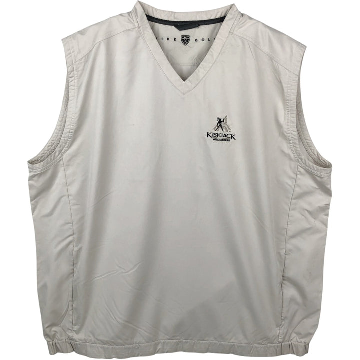 Nike Golf V-neck warm-up vest, men's size XL polyester ivory Vintage Second Hand