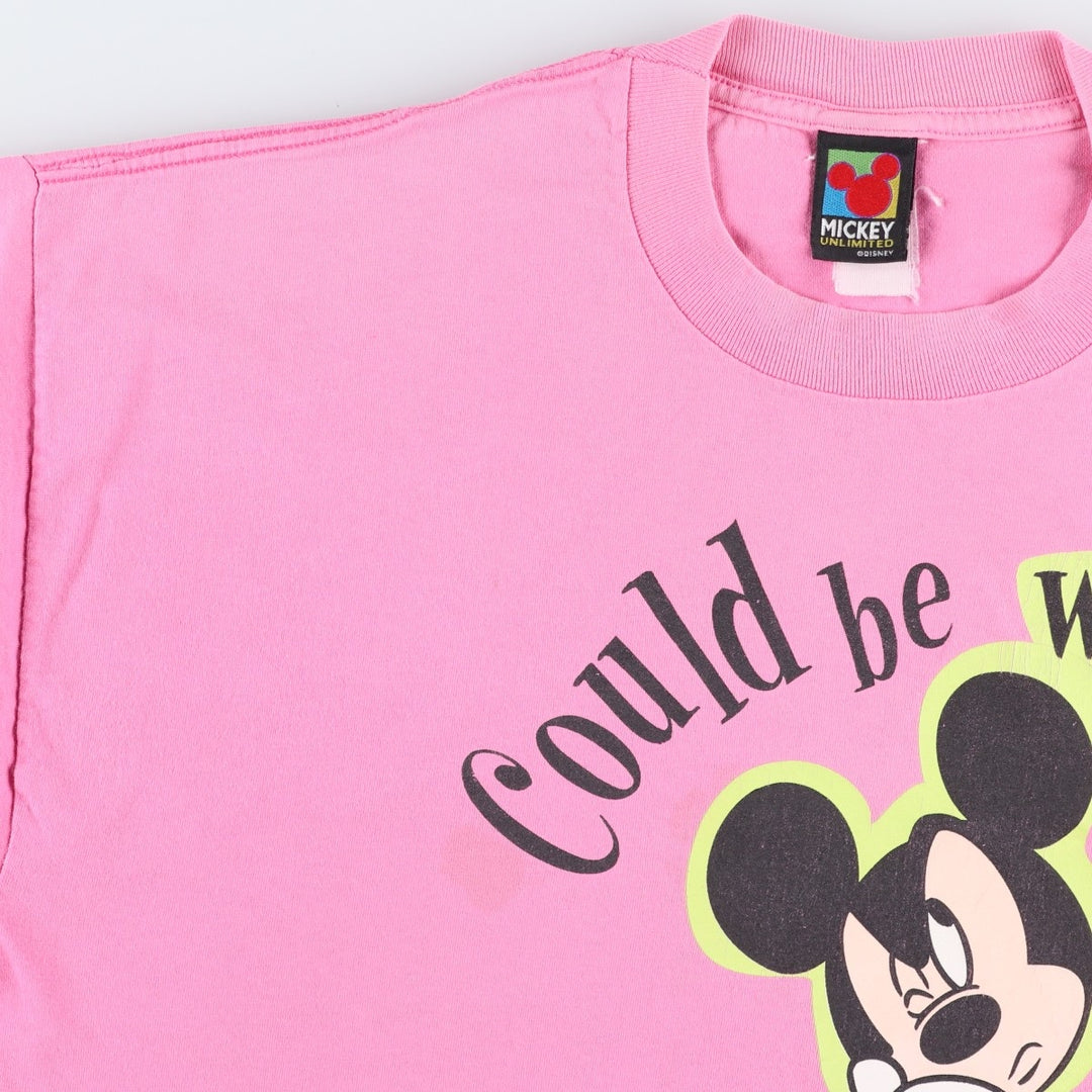 90'S MICKEY UNLIMITED MICKEY MOUSE Mickey Mouse Character Print T-Shirt, Made in USA, Men's XL equivalent, Vintage unclear pink type Vintage Second Hand