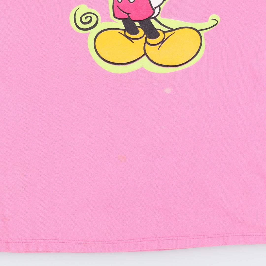 90'S MICKEY UNLIMITED MICKEY MOUSE Mickey Mouse Character Print T-Shirt, Made in USA, Men's XL equivalent, Vintage unclear pink type Vintage Second Hand