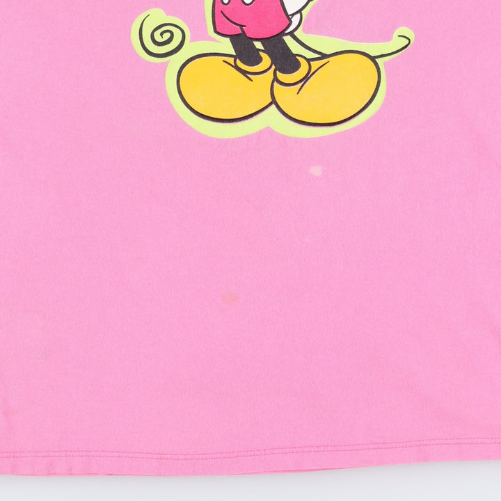 90'S MICKEY UNLIMITED MICKEY MOUSE Mickey Mouse Character Print T-Shirt, Made in USA, Men's XL equivalent, Vintage unclear pink type Vintage Second Hand