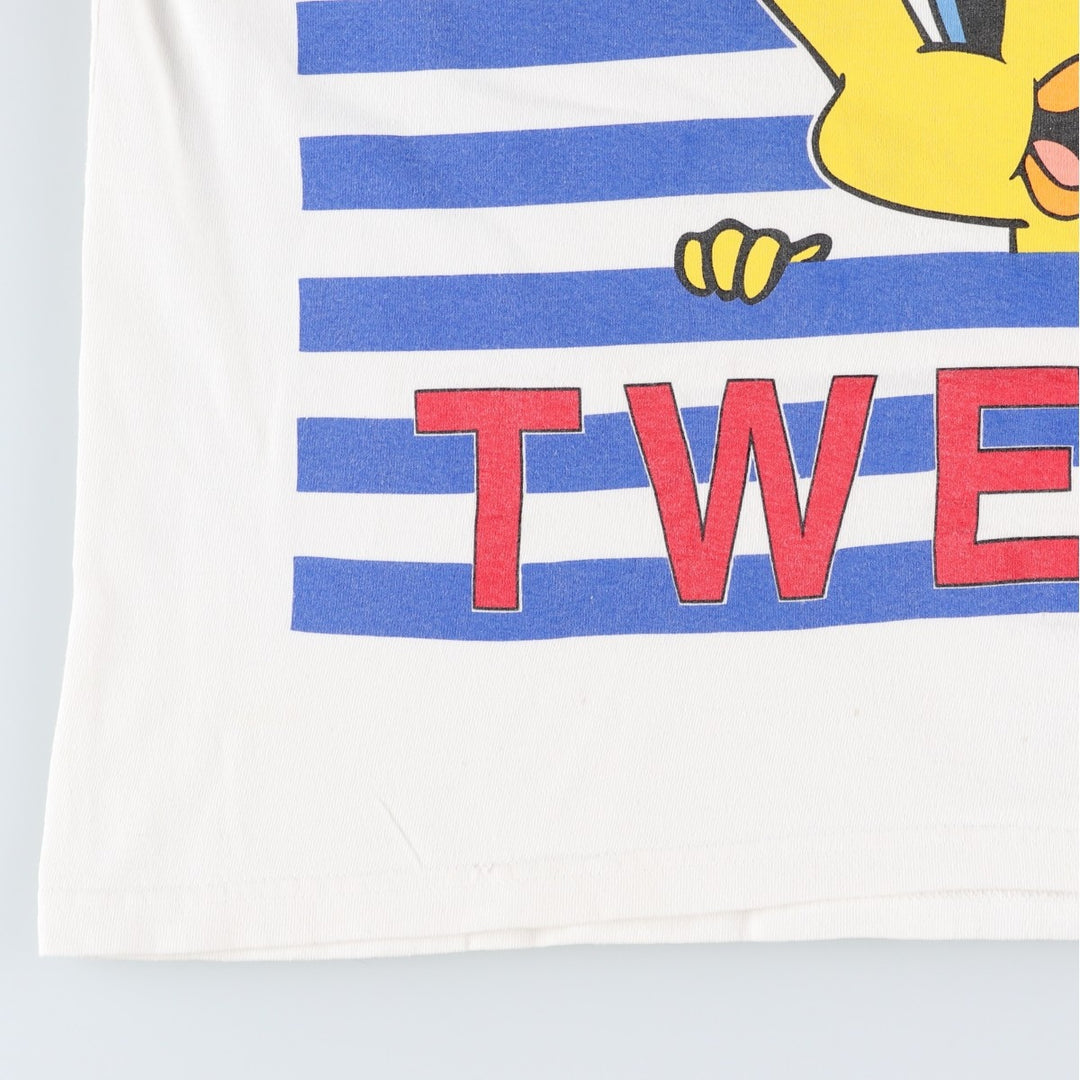 90'S Looney Tunes Tweety character print T-shirt, Made in USA, Men's XL equivalent, Vintage cotton white type Vintage Second Hand