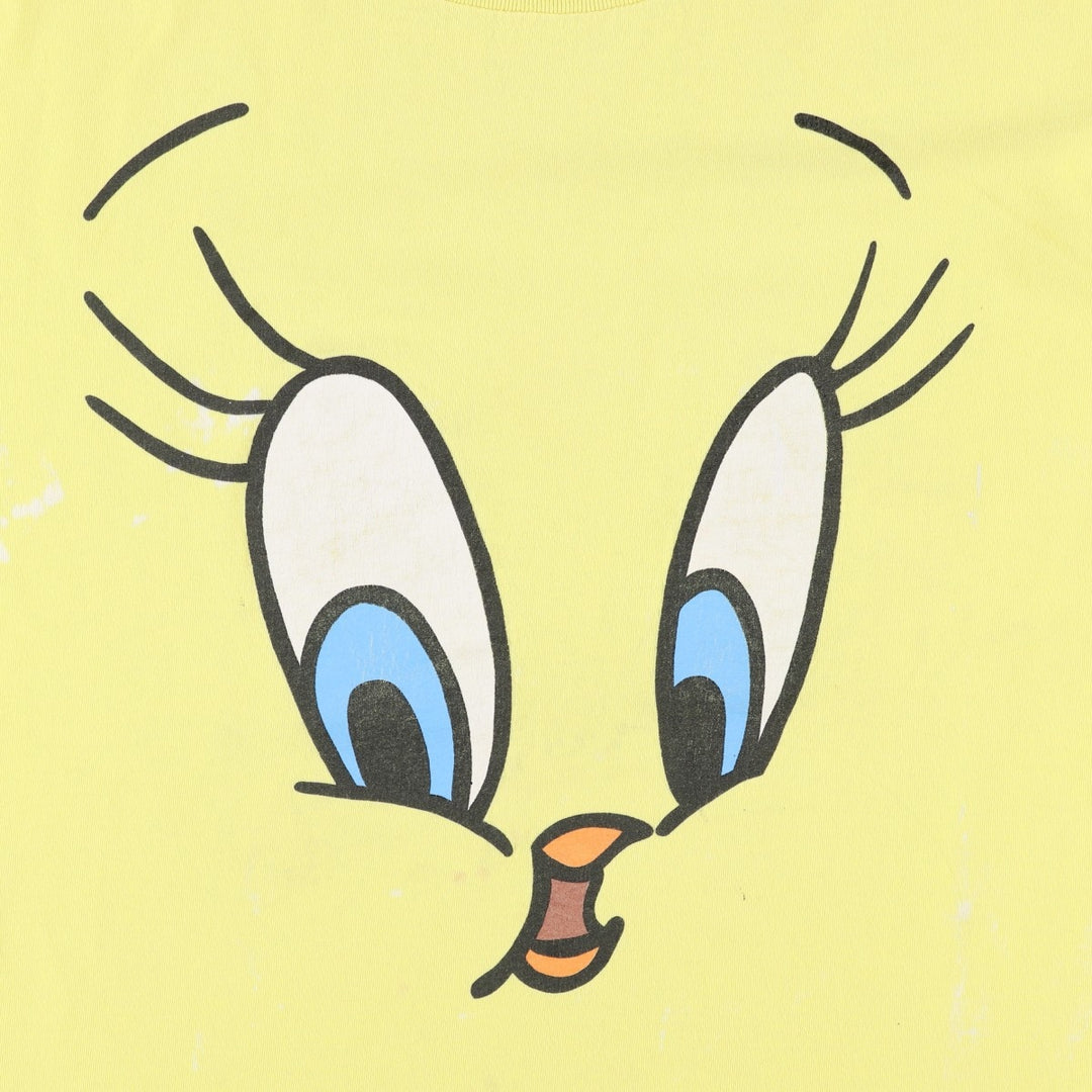 90'S Six Flags Looney Tunes Tweety Character Print T-Shirt, Made in USA, Men's XXL equivalent, Vintage cotton yellow type Vintage Second Hand