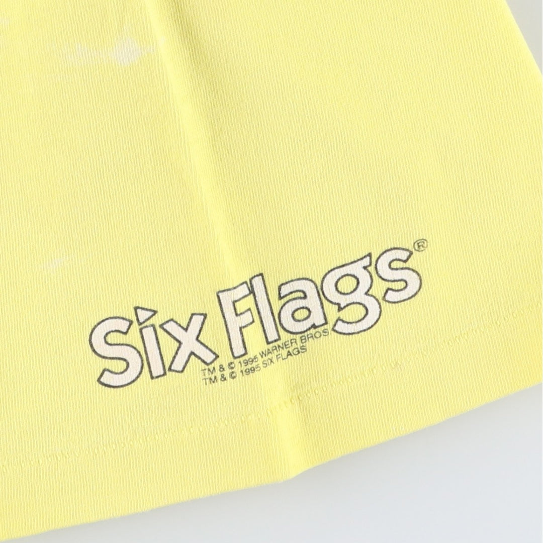 90'S Six Flags Looney Tunes Tweety Character Print T-Shirt, Made in USA, Men's XXL equivalent, Vintage cotton yellow type Vintage Second Hand