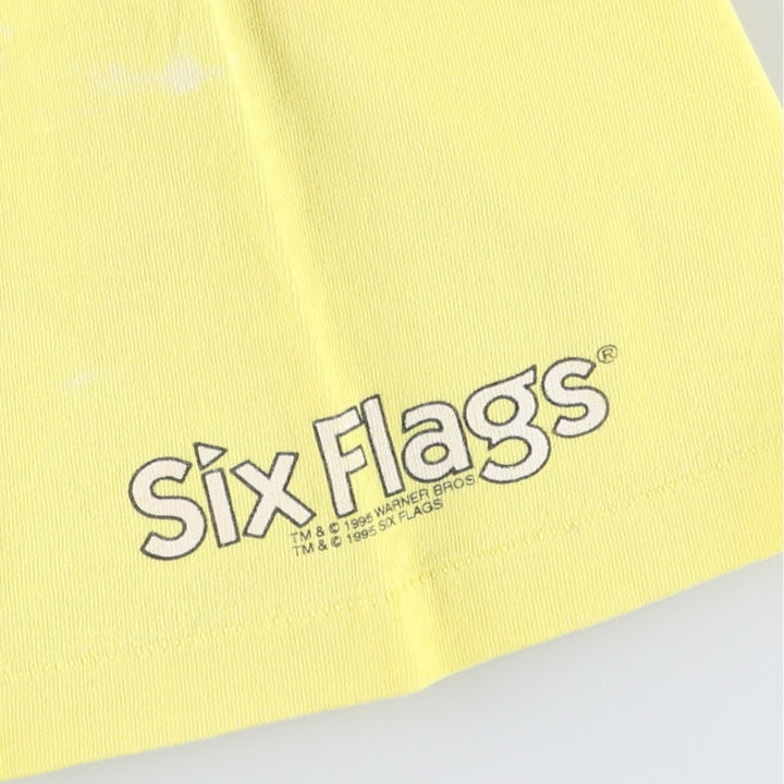 90'S Six Flags Looney Tunes Tweety Character Print T-Shirt, Made in USA, Men's XXL equivalent, Vintage cotton yellow type Vintage Second Hand