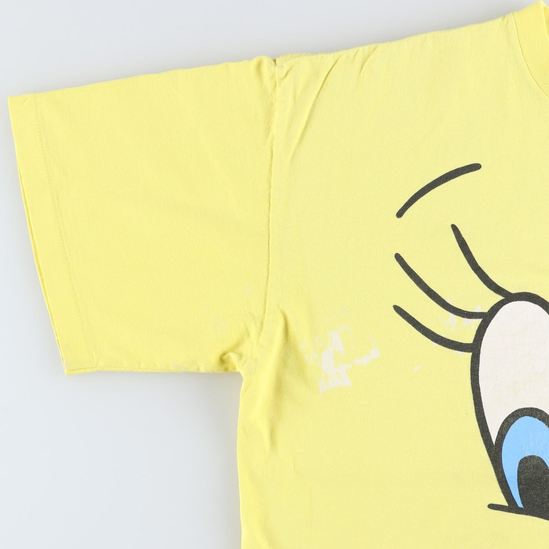 90'S Six Flags Looney Tunes Tweety Character Print T-Shirt, Made in USA, Men's XXL equivalent, Vintage cotton yellow type Vintage Second Hand