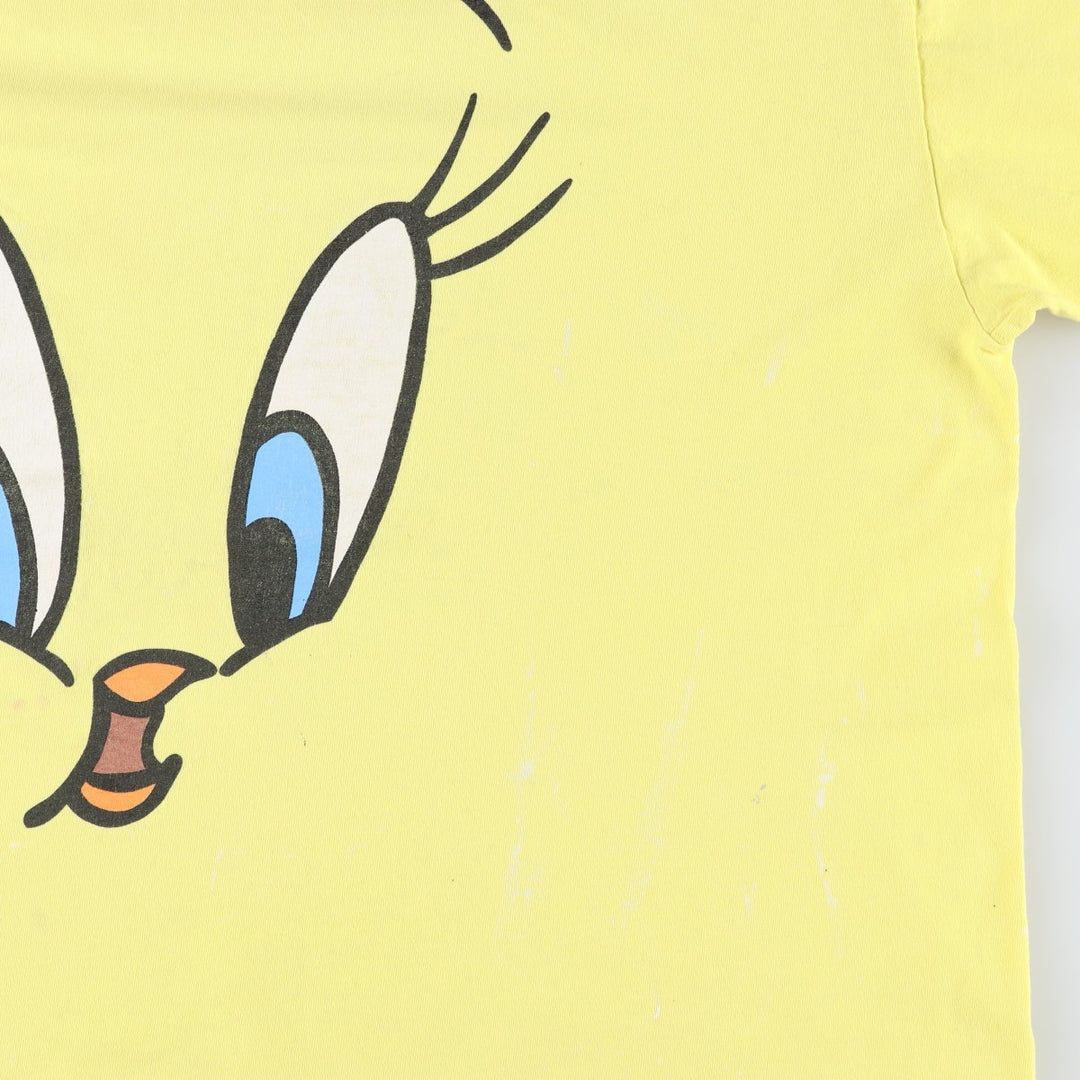 90'S Six Flags Looney Tunes Tweety Character Print T-Shirt, Made in USA, Men's XXL equivalent, Vintage cotton yellow type Vintage Second Hand
