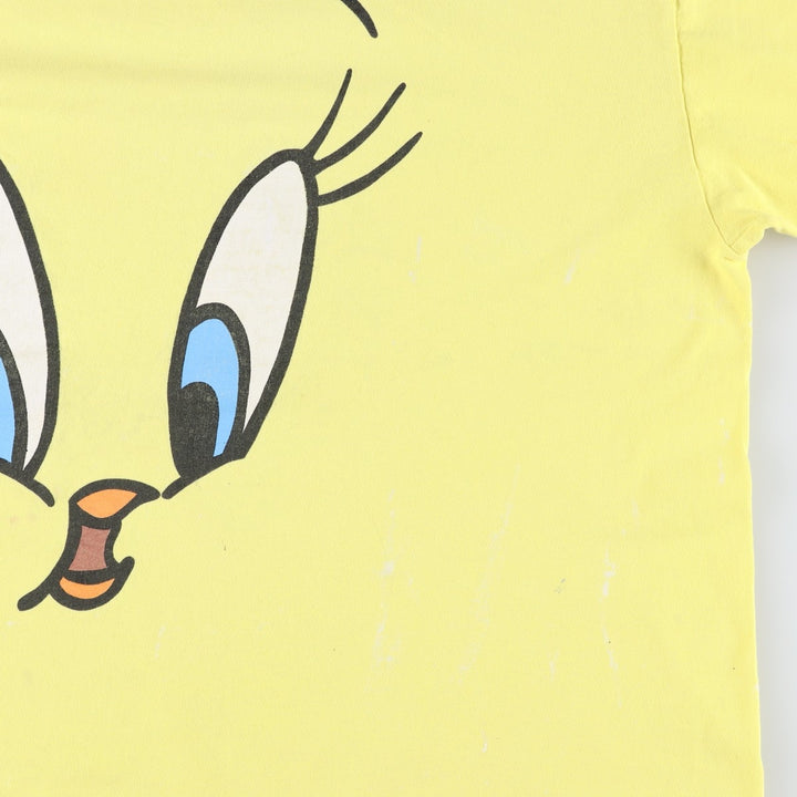 90'S Six Flags Looney Tunes Tweety Character Print T-Shirt, Made in USA, Men's XXL equivalent, Vintage cotton yellow type Vintage Second Hand