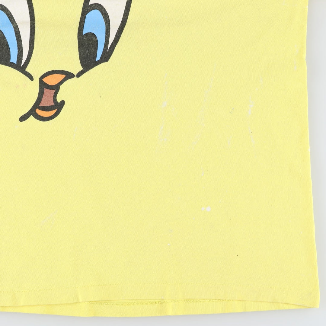 90'S Six Flags Looney Tunes Tweety Character Print T-Shirt, Made in USA, Men's XXL equivalent, Vintage cotton yellow type Vintage Second Hand