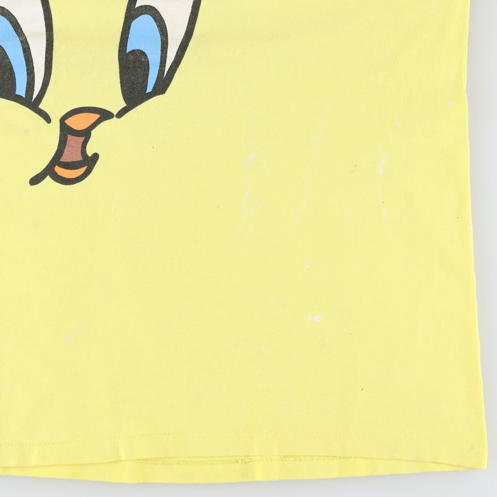 90'S Six Flags Looney Tunes Tweety Character Print T-Shirt, Made in USA, Men's XXL equivalent, Vintage cotton yellow type Vintage Second Hand