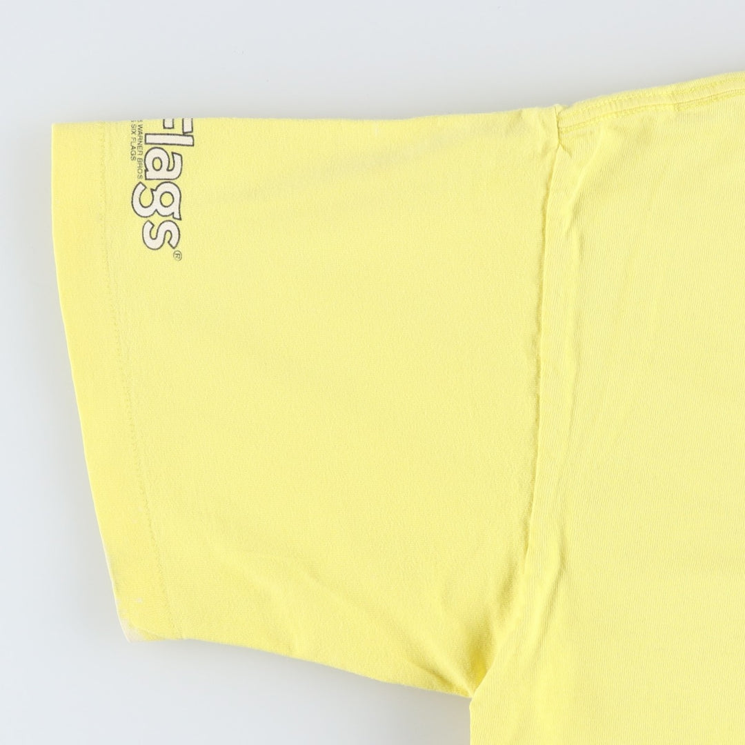 90'S Six Flags Looney Tunes Tweety Character Print T-Shirt, Made in USA, Men's XXL equivalent, Vintage cotton yellow type Vintage Second Hand