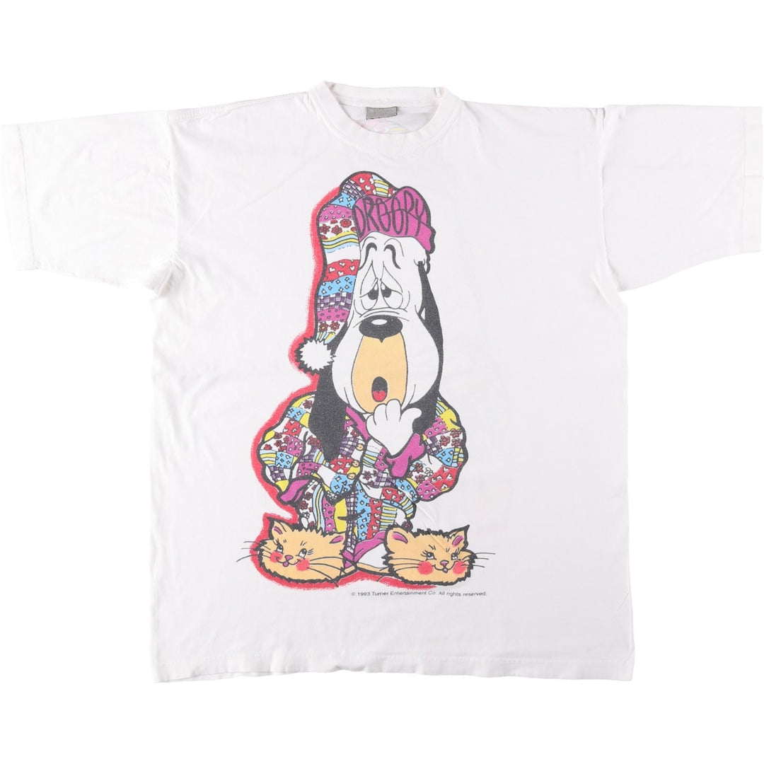 Big Size 90'S GALAXY Droopy Dog Character Print T-Shirt Men's XXXL Equivalent Vintage cotton white type Vintage Second Hand