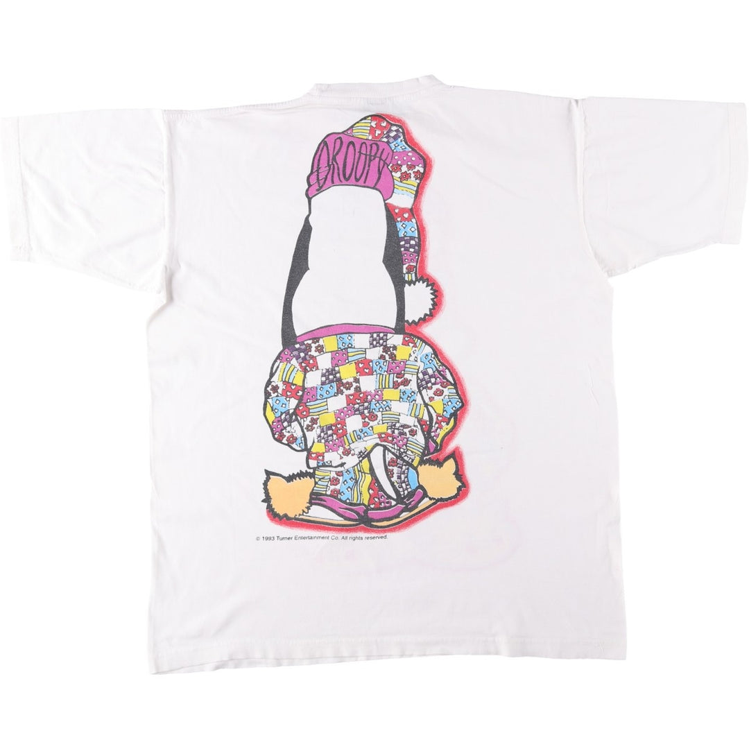 Big Size 90'S GALAXY Droopy Dog Character Print T-Shirt Men's XXXL Equivalent Vintage cotton white type Vintage Second Hand