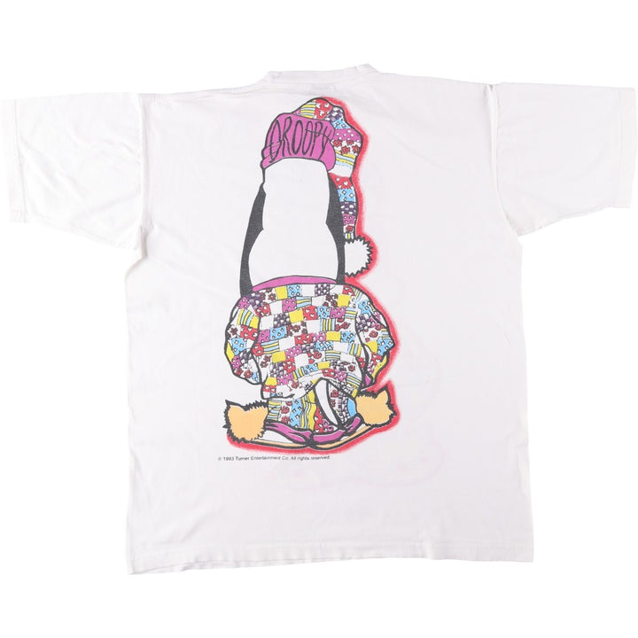 Big Size 90'S GALAXY Droopy Dog Character Print T-Shirt Men's XXXL Equivalent Vintage cotton white type Vintage Second Hand