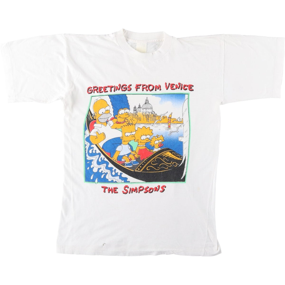 ~90'S THE SIMPSONS Character Print T-Shirt, Men's Size S (Equivalent), Vintage unclear white type Vintage Second Hand