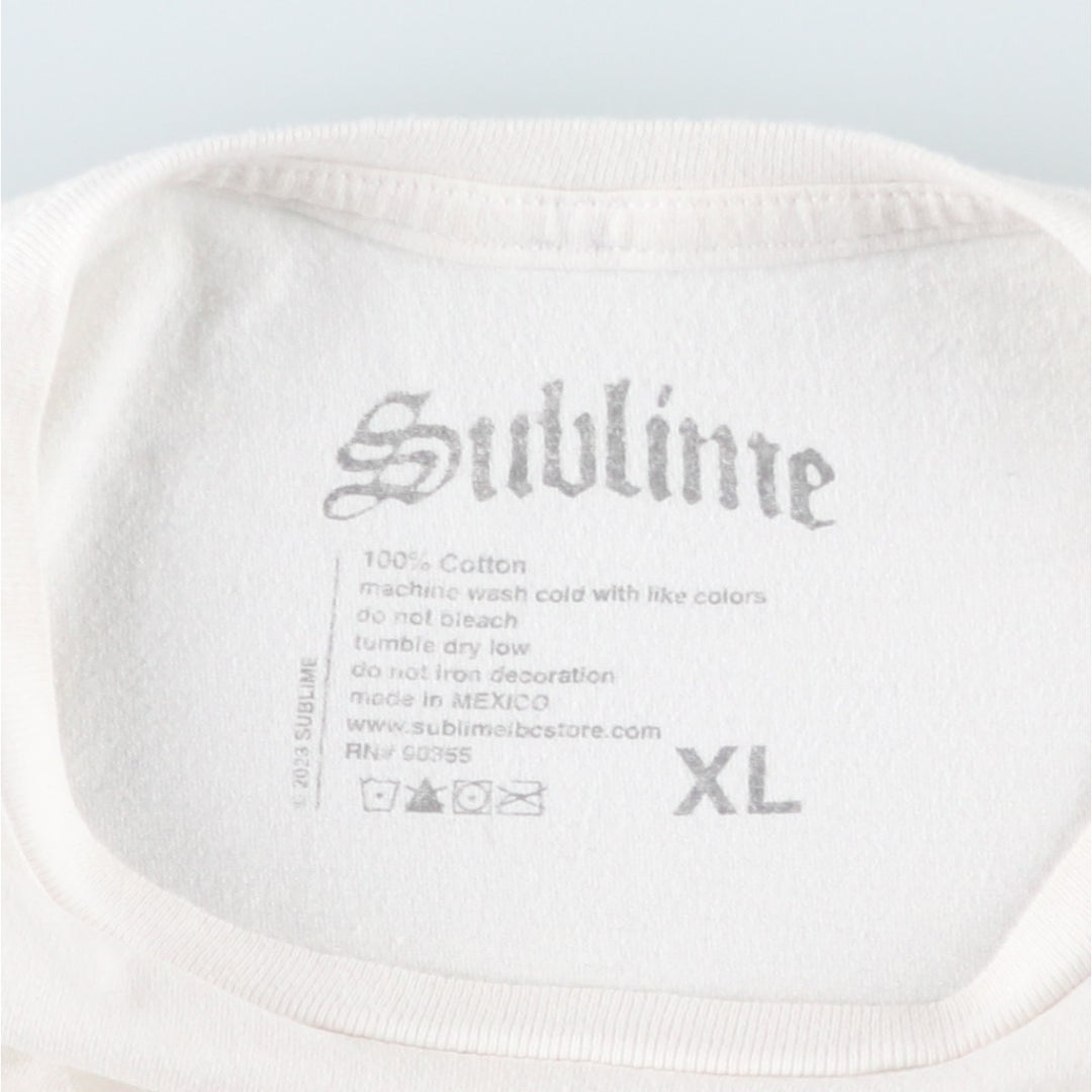 SUBLIME Band T-shirt, Men's XL size cotton white type Vintage Second Hand