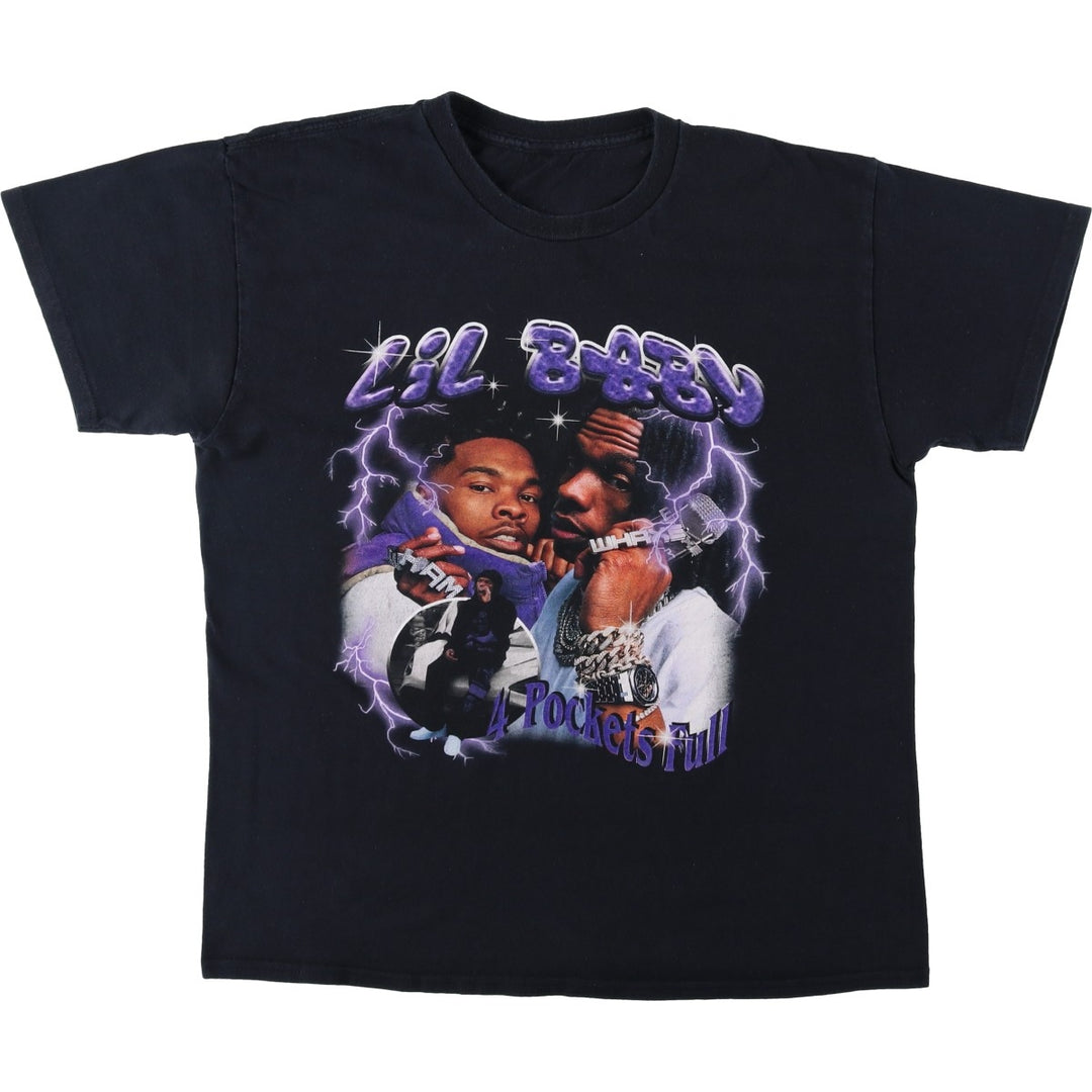 LIL BABY Rap T-shirt, Men's M size unclear black type Vintage Second Hand