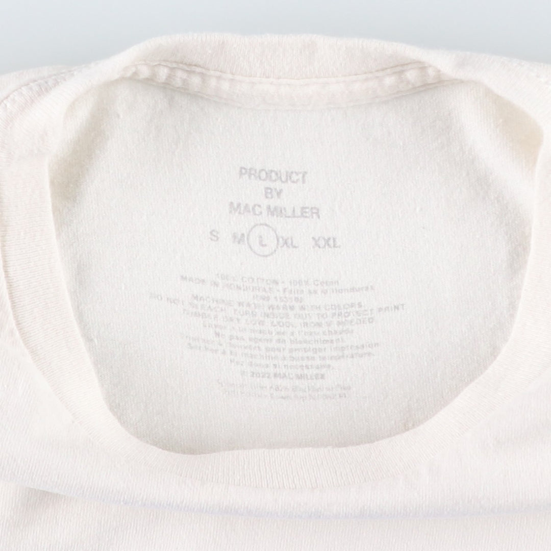 MAC MILLER Mac Miller Rap T-shirt Rap T Men's L size cotton pale white type Vintage Second Hand