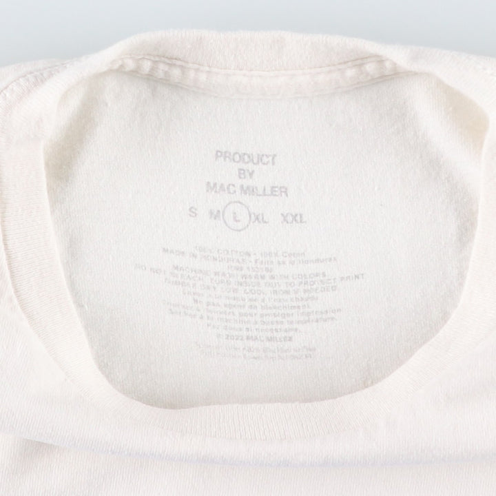 MAC MILLER Mac Miller Rap T-shirt Rap T Men's L size cotton pale white type Vintage Second Hand