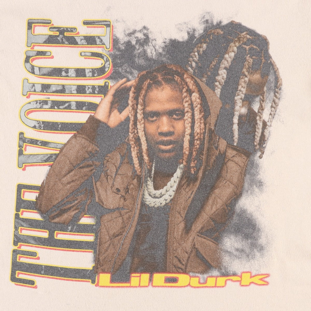 LIL DURK Rap T-Shirt (Men's Size M) cotton Beige type Vintage Second Hand