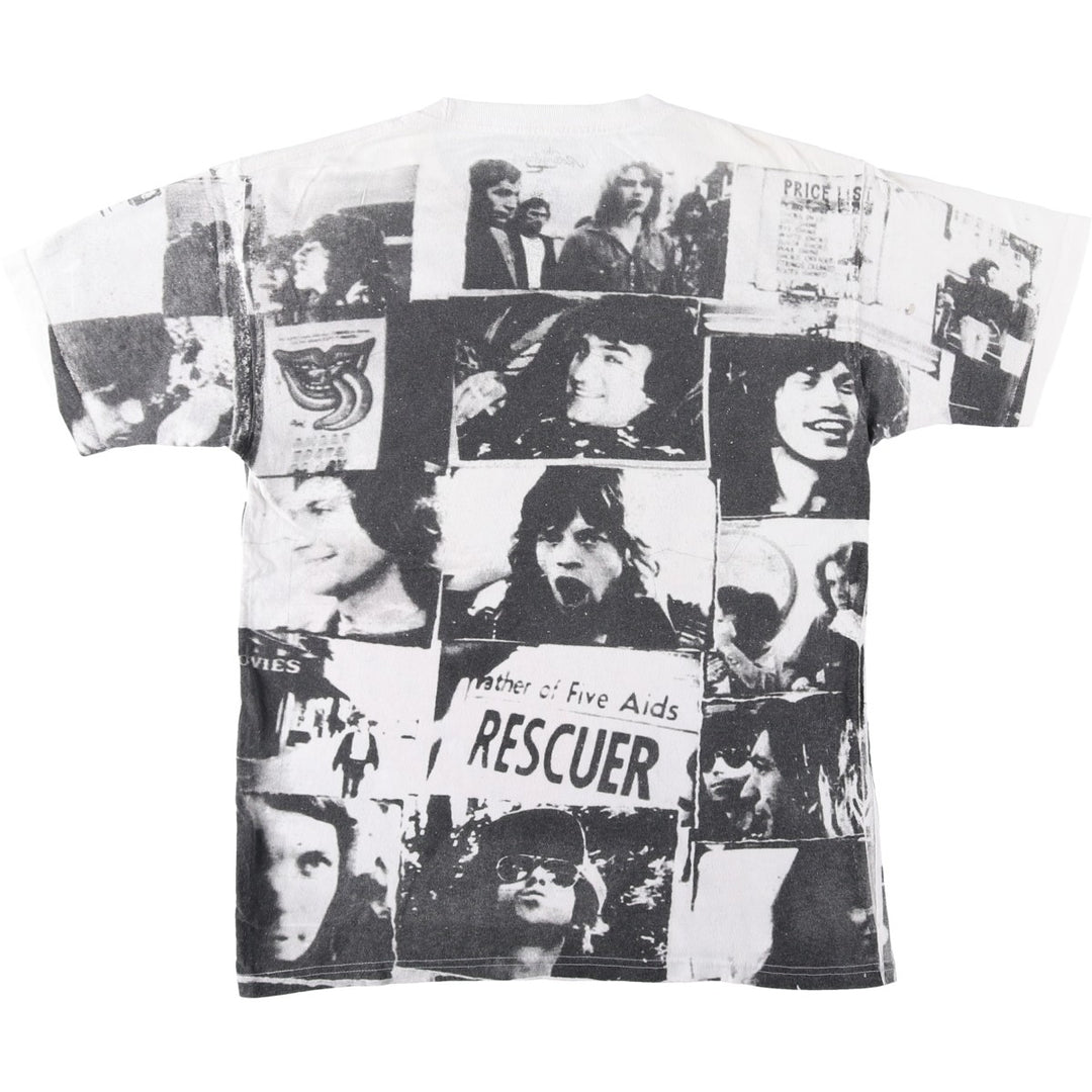 THE ROLLING STONES All-Over Print Band T-Shirt (Men's Size M) cotton white type Vintage Second Hand