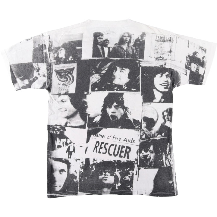 THE ROLLING STONES All-Over Print Band T-Shirt (Men's Size M) cotton white type Vintage Second Hand