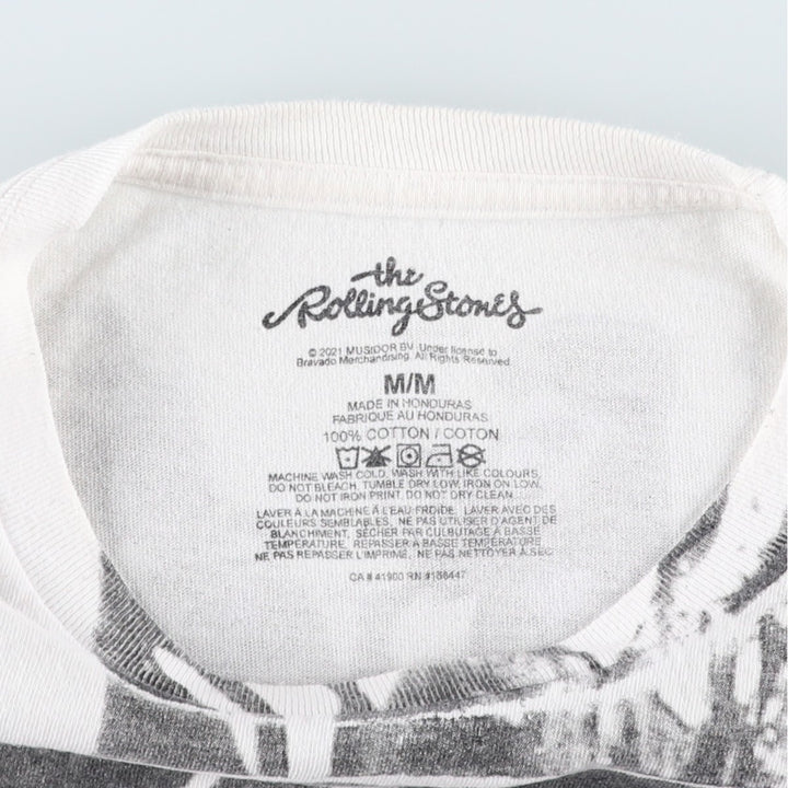 THE ROLLING STONES All-Over Print Band T-Shirt (Men's Size M) cotton white type Vintage Second Hand
