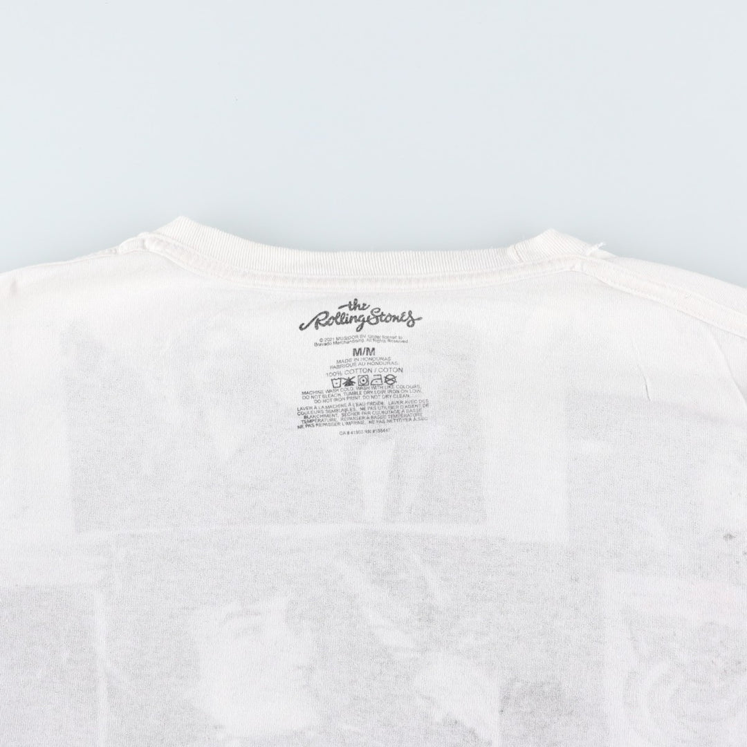THE ROLLING STONES All-Over Print Band T-Shirt (Men's Size M) cotton white type Vintage Second Hand
