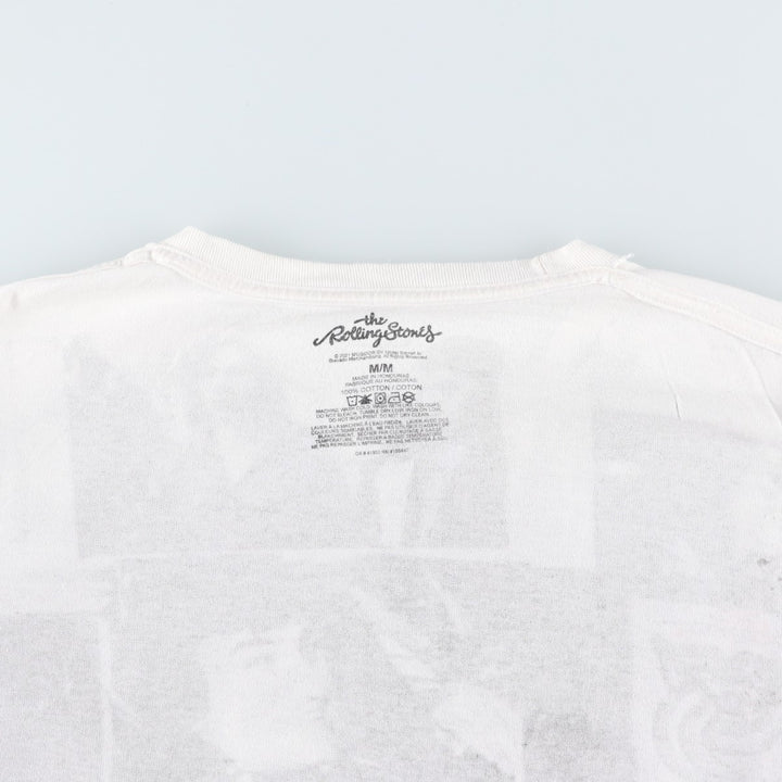 THE ROLLING STONES All-Over Print Band T-Shirt (Men's Size M) cotton white type Vintage Second Hand