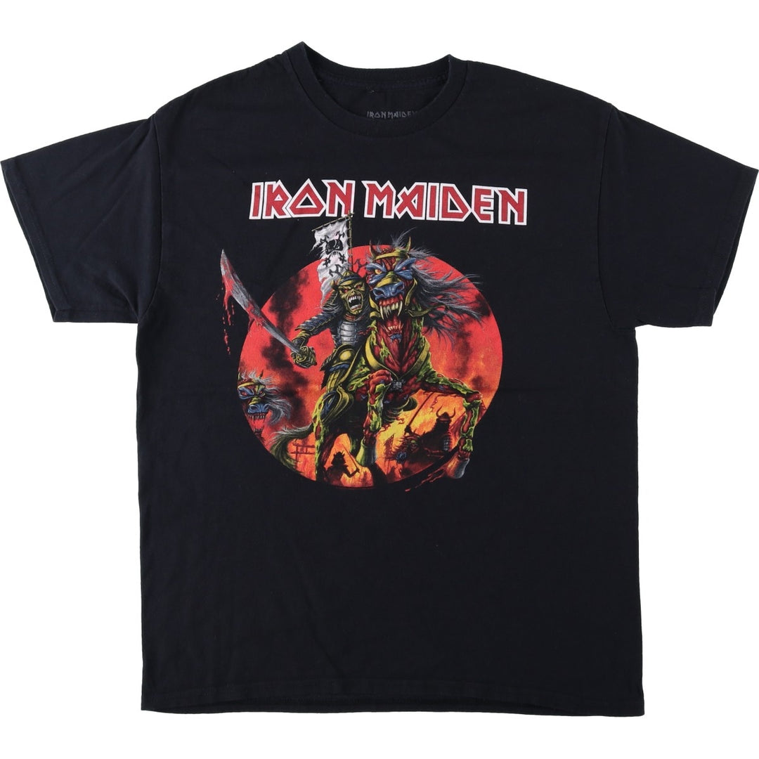 IRON MAIDEN Iron Maiden Band T-shirt Band T Men's L size cotton black type Vintage Second Hand