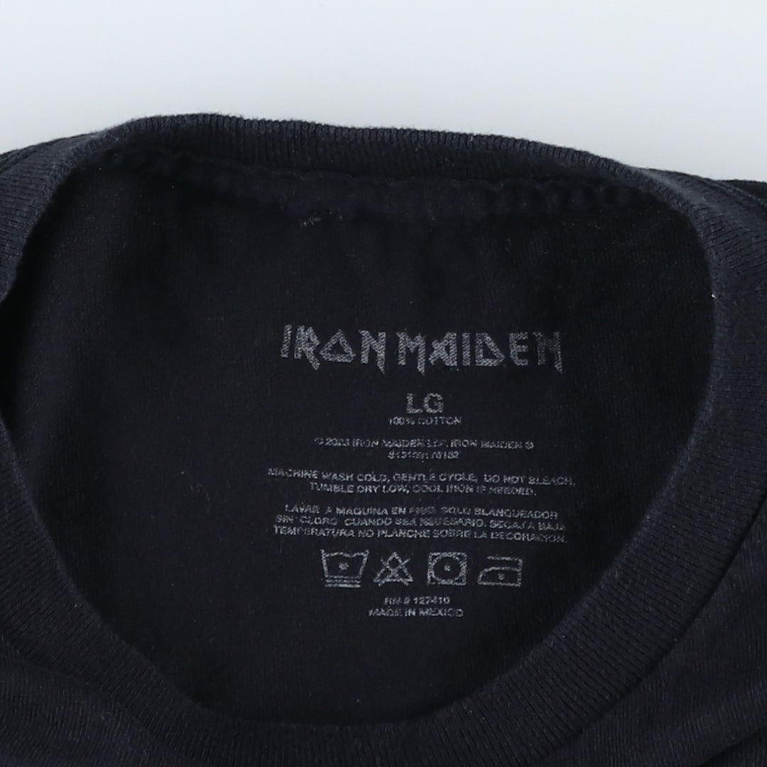 IRON MAIDEN Iron Maiden Band T-shirt Band T Men's L size cotton black type Vintage Second Hand