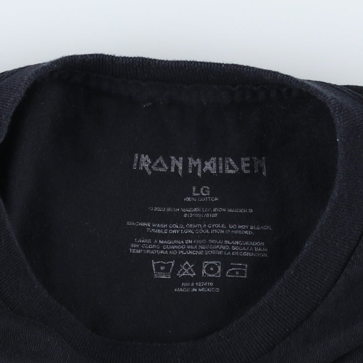 IRON MAIDEN Iron Maiden Band T-shirt Band T Men's L size cotton black type Vintage Second Hand