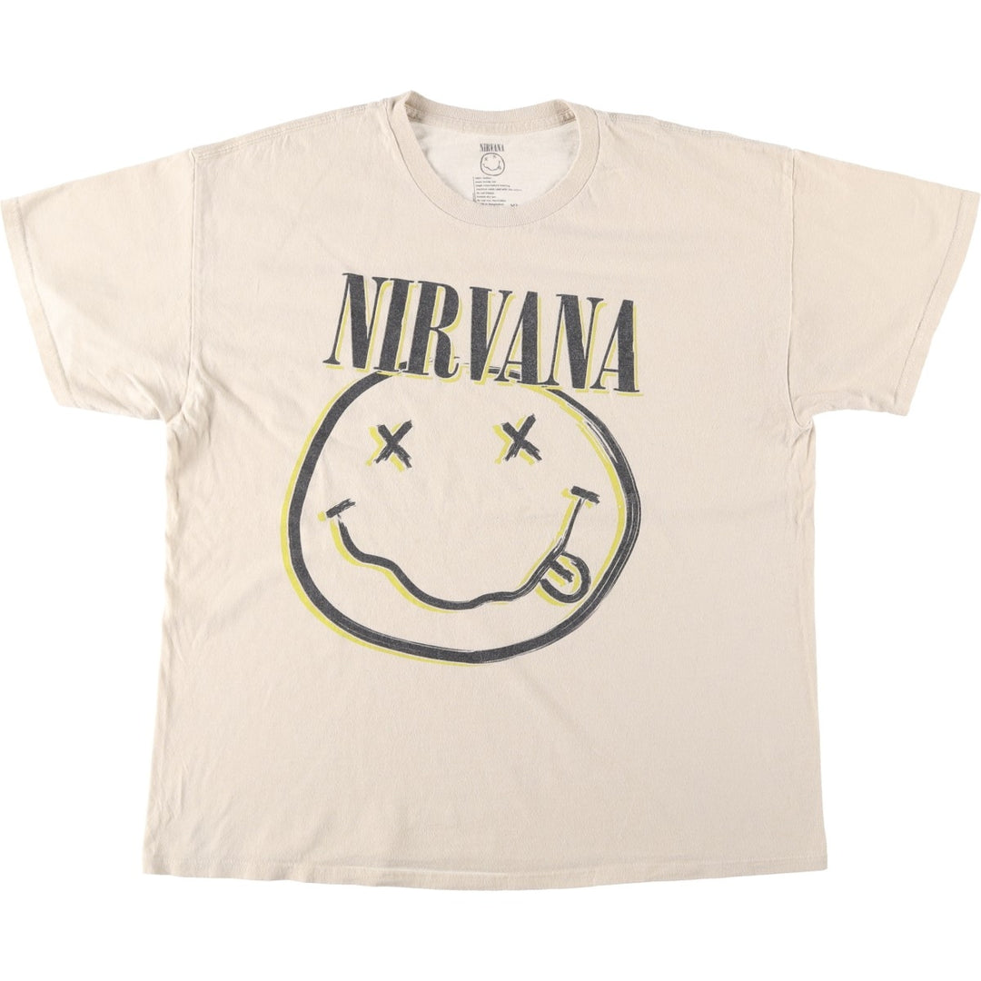 NIRVANA Nirvana Band T-shirt, Band T, Men's XL size cotton Beige type Vintage Second Hand