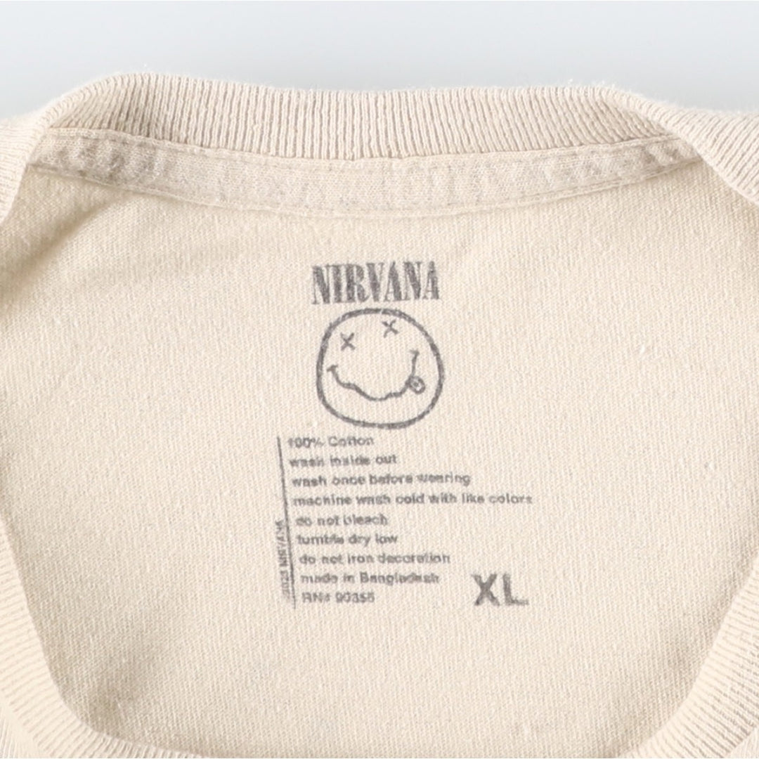 NIRVANA Nirvana Band T-shirt, Band T, Men's XL size cotton Beige type Vintage Second Hand