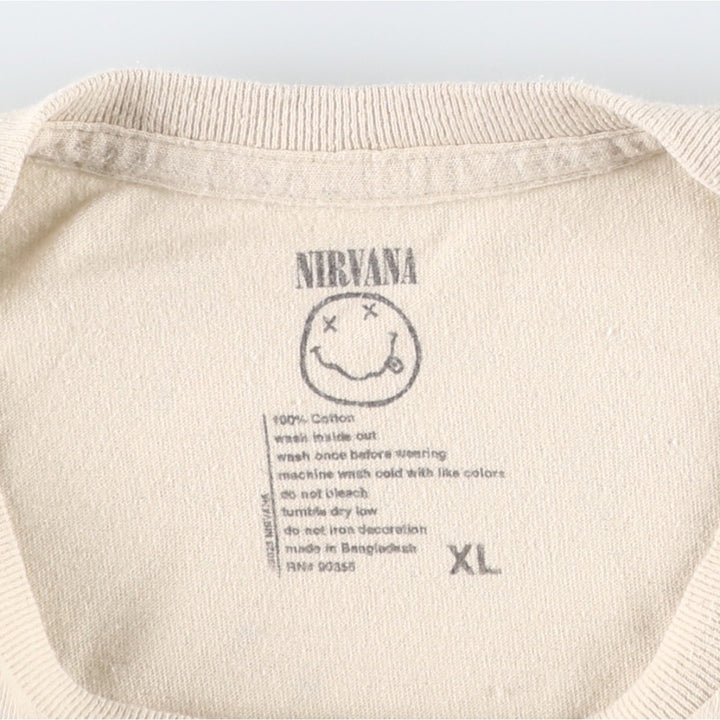 NIRVANA Nirvana Band T-shirt, Band T, Men's XL size cotton Beige type Vintage Second Hand
