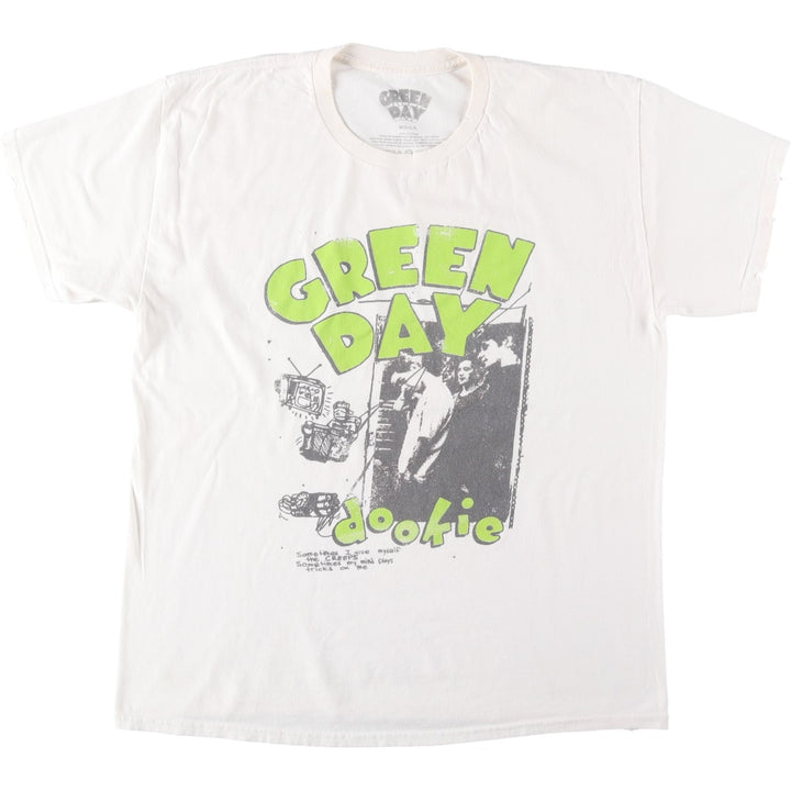 GREEN DAY Green Day Band T-shirt Band T Men's L size cotton white type Vintage Second Hand