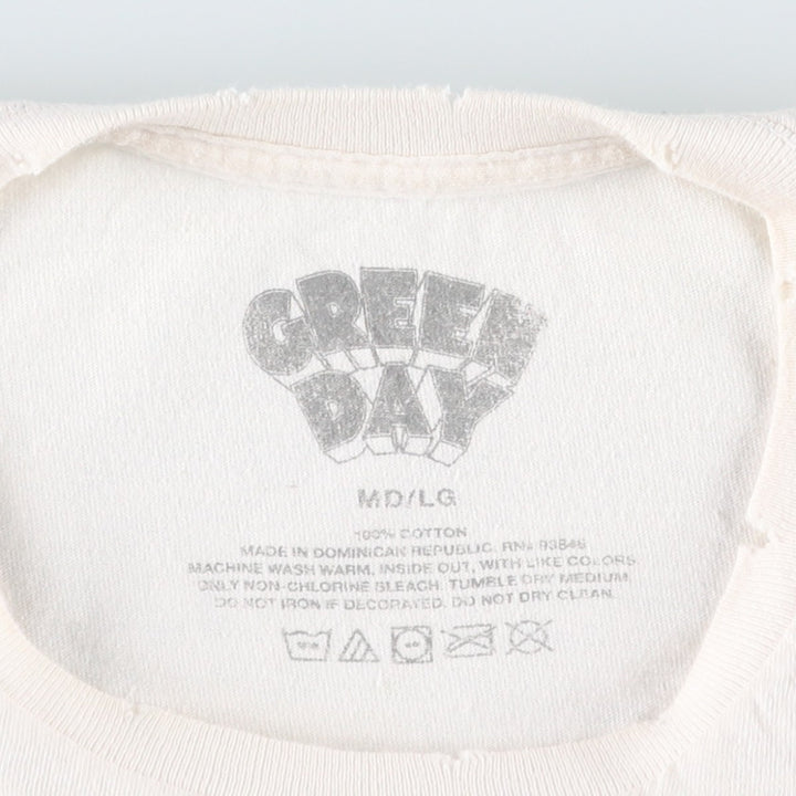 GREEN DAY Green Day Band T-shirt Band T Men's L size cotton white type Vintage Second Hand
