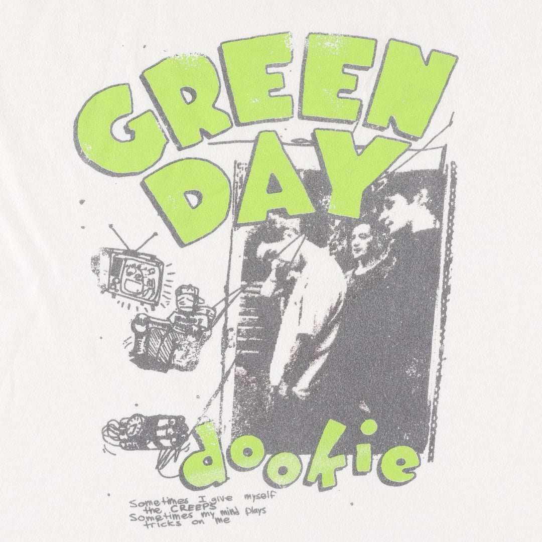 GREEN DAY Green Day Band T-shirt Band T Men's L size cotton white type Vintage Second Hand